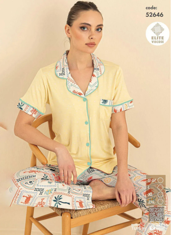Cagri 52646 Viscose Women's Pajama Set (SM+L+XL+2XL) — Turkey wholesale collection