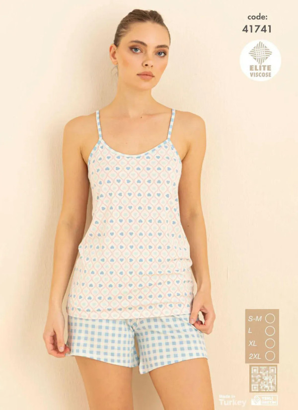 Cagri 41741 Viscose Shorts Homewear Set (S+M+L+XL) — direct Turkish factory supply