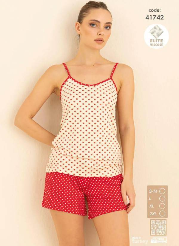 Cagri 41742 Viscose Shorts Homewear Set (S+M+L+XL) — wholesale from Turkey