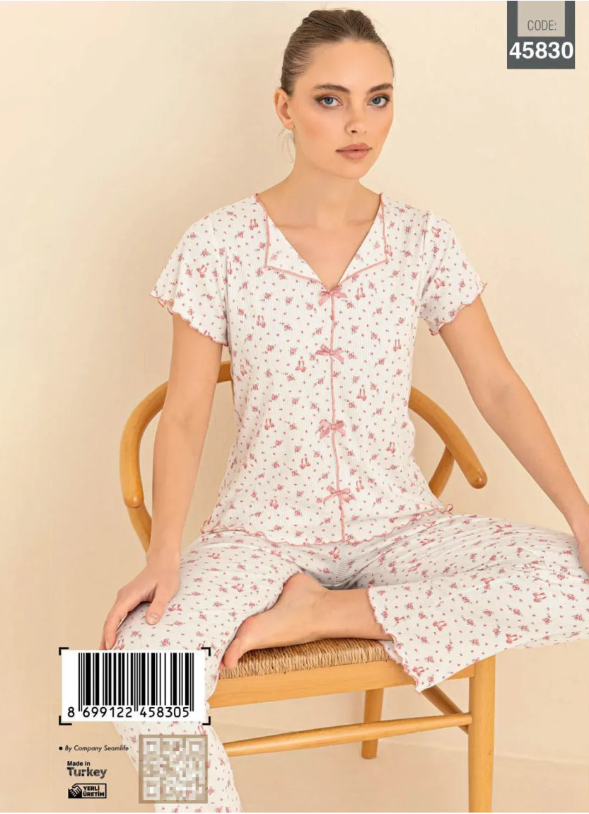 Cagri 45830 Cotton Women's Pajama Set (S+M+L+XL) — direct Turkish factory supply