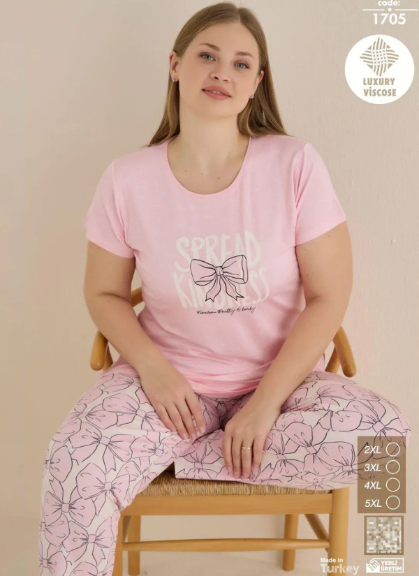 Seamlife 1705 Viscose Women's Pajama Set (2XL+3XL+4XL+5XL) — wholesale from Turkey