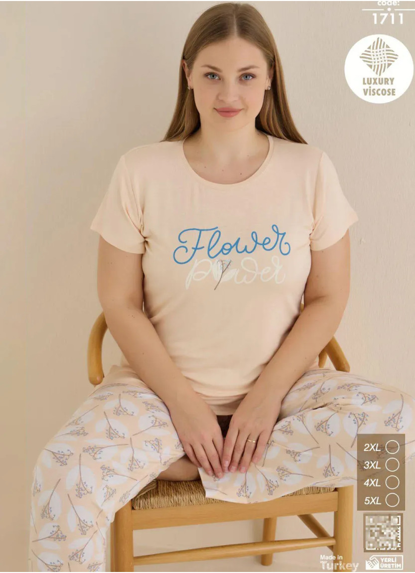 Seamlife 1711 Viscose Women's Pajama Set (2XL+3XL+4XL+5XL) — factory-direct from Turkey