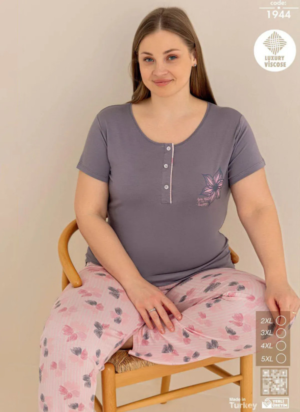 Seamlife 1944 Viscose Women's Pajama Set (2XL+3XL+4XL+5XL) — Turkish textile wholesale