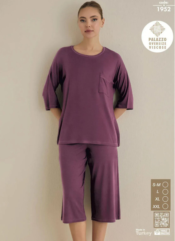 Seamlife 1952 Viscose Capri Homewear Set (SM+L+XL+XXL) — wholesale from Turkey