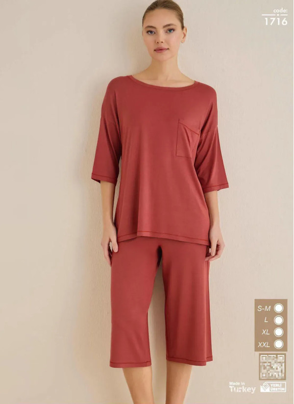 Seamlife 1716 Viscose Capri Homewear Set (SM+L+XL+XXL) — factory-direct from Turkey