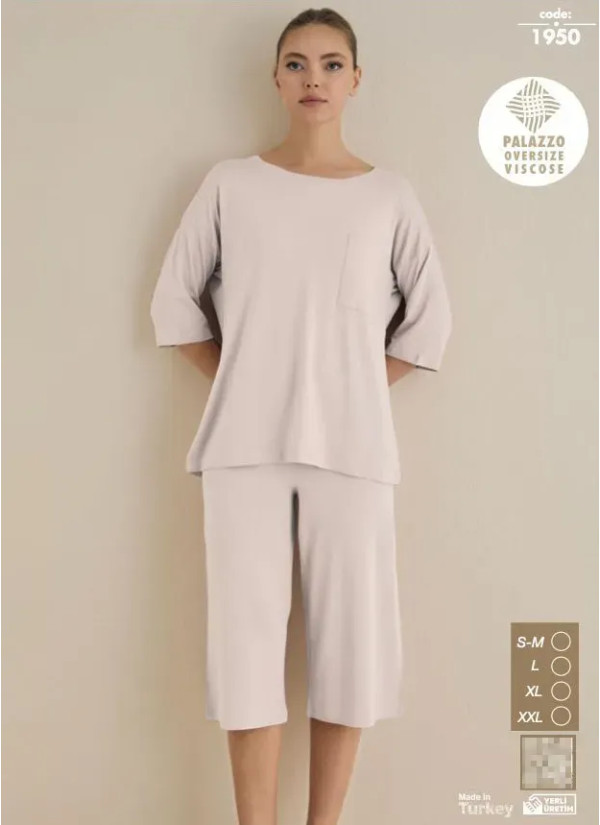 Seamlife 1950 Viscose Capri Homewear Set (SM+L+XL+XXL) — wholesale from Turkey