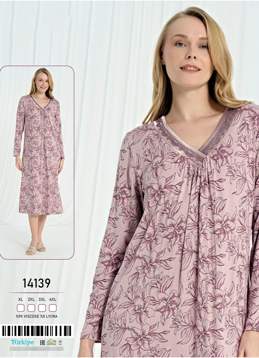 Caroline 14139 Viscose Nightdress (XL+2XL+3XL+4XL) — factory-direct from Turkey