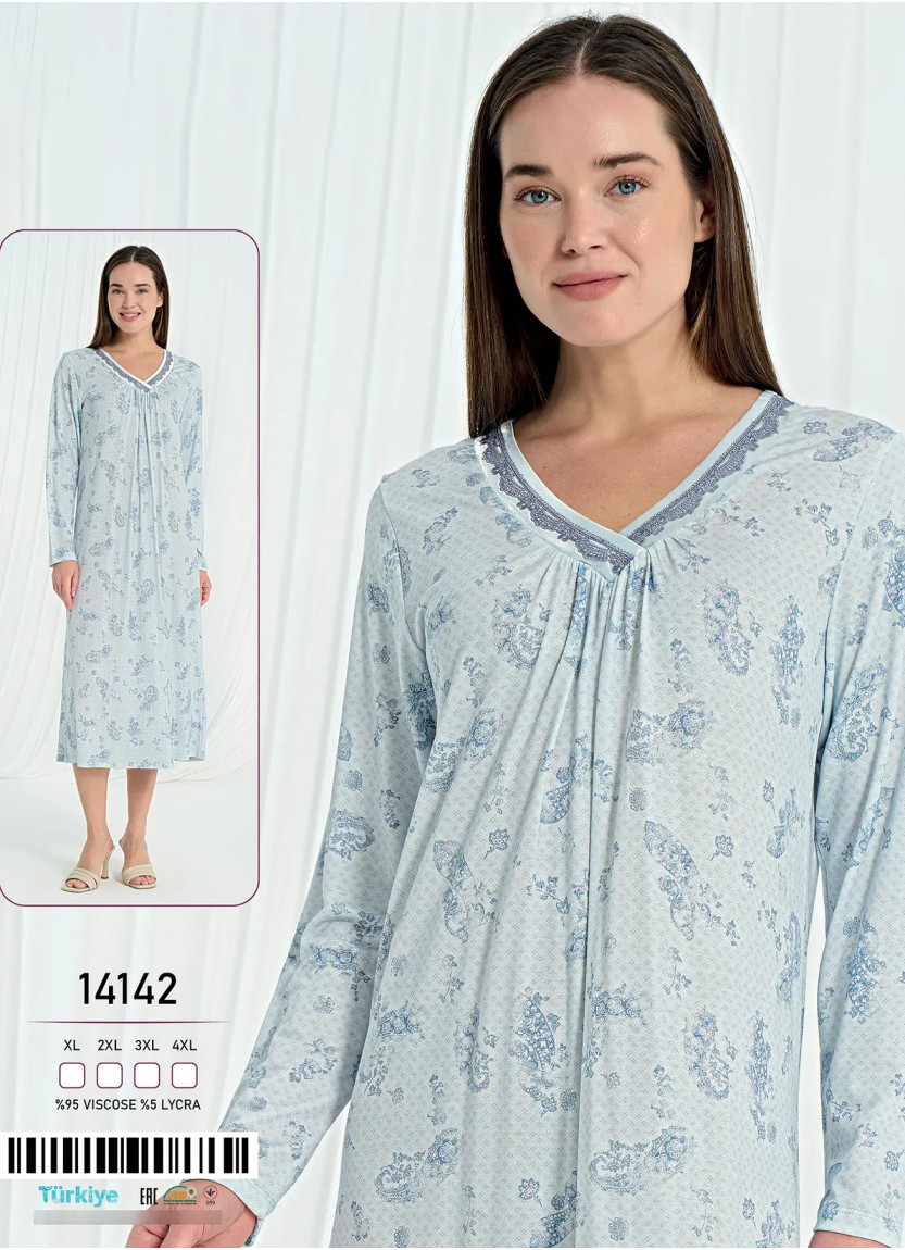 Caroline 14142 Viscose Nightdress (XL+2XL+3XL+4XL) — direct Turkish factory supply