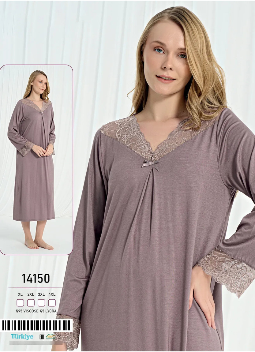 Женская Ночная Сорочка Длинная Вискоза (XL+2XL+3XL+4XL) Caroline 14150 — купить оптом из Турции
