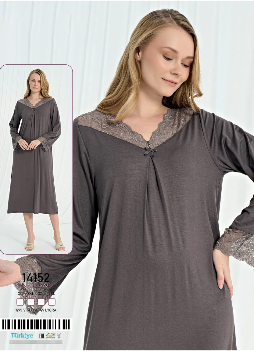 Женская Ночная Сорочка Длинная Вискоза (XL+2XL+3XL+4XL) Caroline 14152 — турецкий текстиль оптом