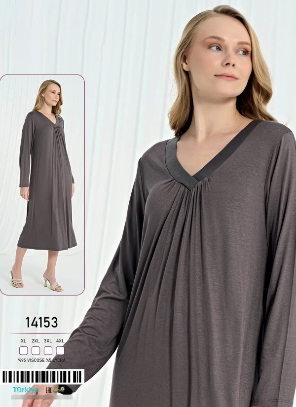 Caroline 14153 Viscose Nightdress (XL+2XL+3XL+4XL) — direct Turkish factory supply