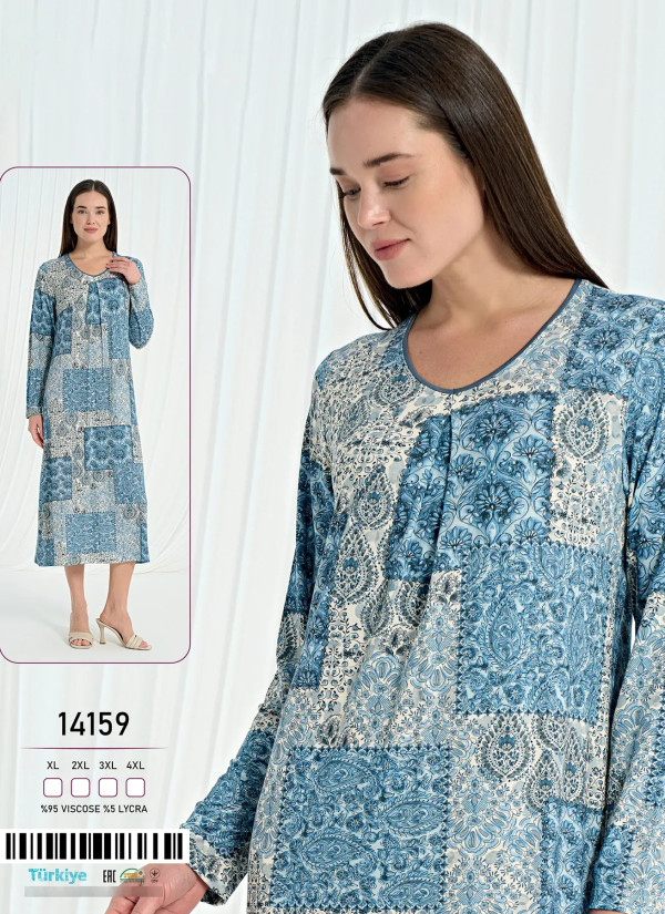 Caroline 14159 Viscose Nightdress (XL+2XL+3XL+4XL) — factory-direct from Turkey