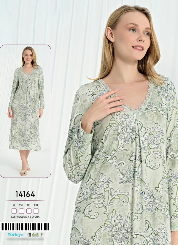 Caroline 14164 Viscose Nightdress (XL+2XL+3XL+4XL) — direct Turkish factory supply