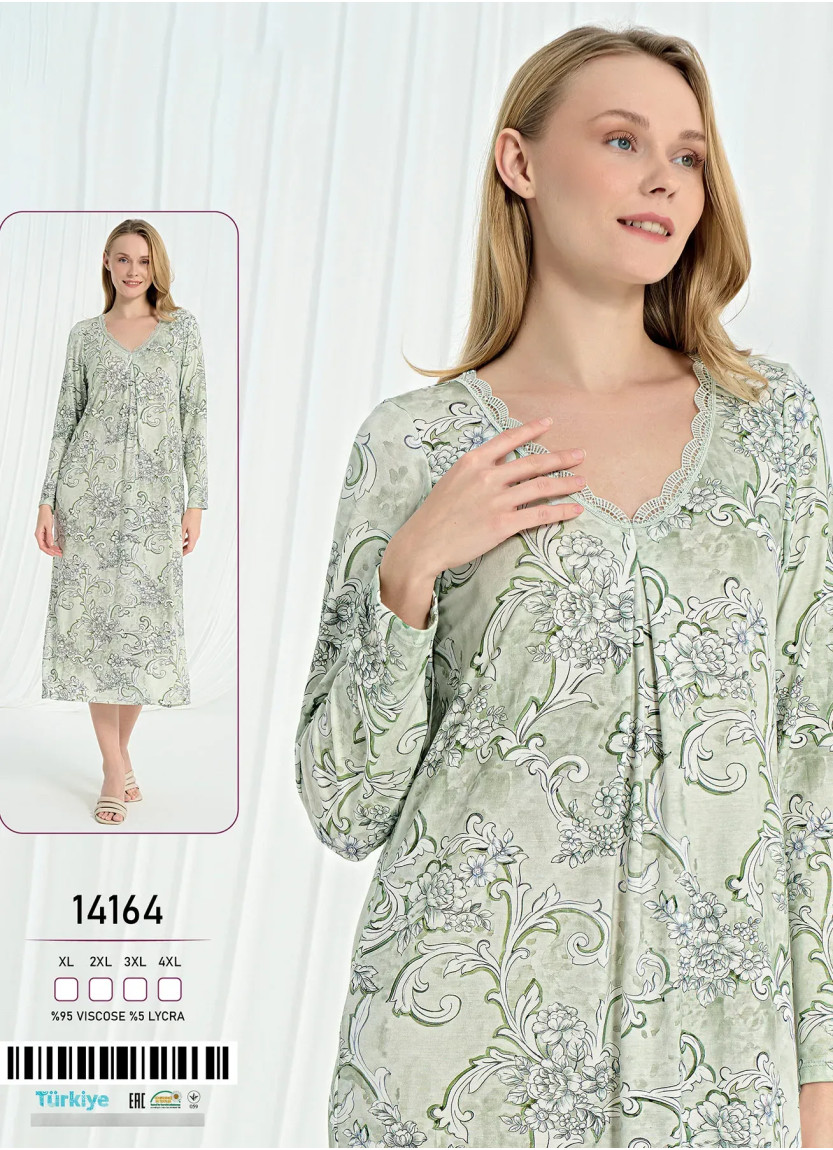 Caroline 14164 Viscose Nightdress (XL+2XL+3XL+4XL) — direct Turkish factory supply