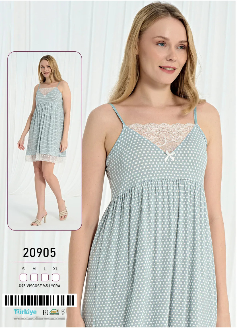 Caroline 20905 Viscose Nightdress (S+M+L+XL) — direct Turkish factory supply