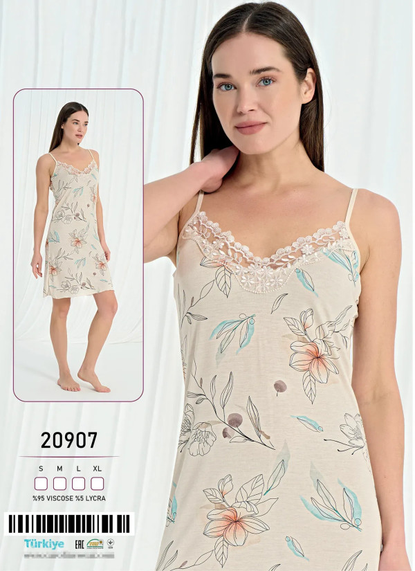 Caroline 20907 Viscose Nightdress (S+M+L+XL) — wholesale from Turkey