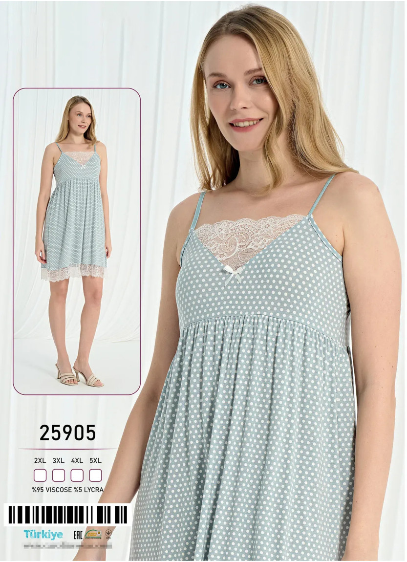 Caroline 25905 Viscose Nightdress (2XL+3XL+4XL+5XL) — direct Turkish factory supply