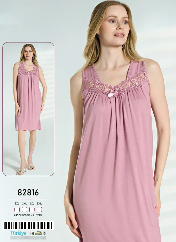 Caroline 82816 Viscose Nightdress (2XL+3XL+4XL+5XL) — Turkish textile wholesale