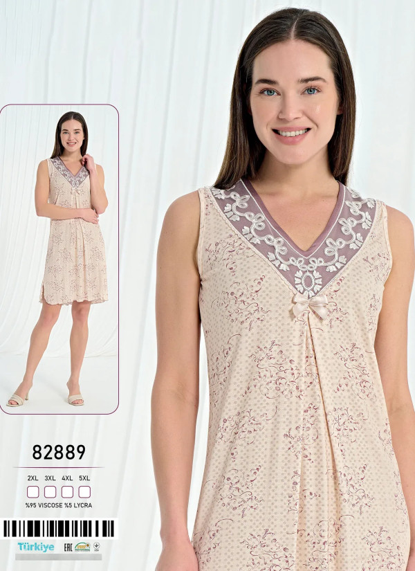 Caroline 82889 Viscose Nightdress (2XL+3XL+4XL+5XL) — Turkish textile wholesale