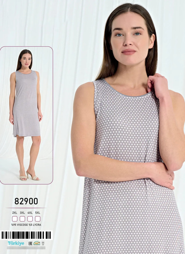 Caroline 82900 Viscose Nightdress (2XL+3XL+4XL+5XL) — direct Turkish factory supply