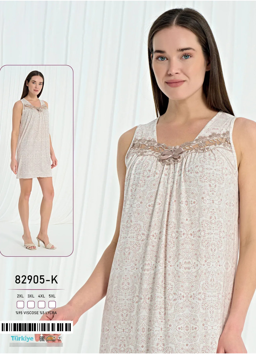 Женская Ночная Сорочка Без Рукавов Вискоза (2XL+3XL+4XL+5XL) Caroline 82905-K — купить оптом из Турции