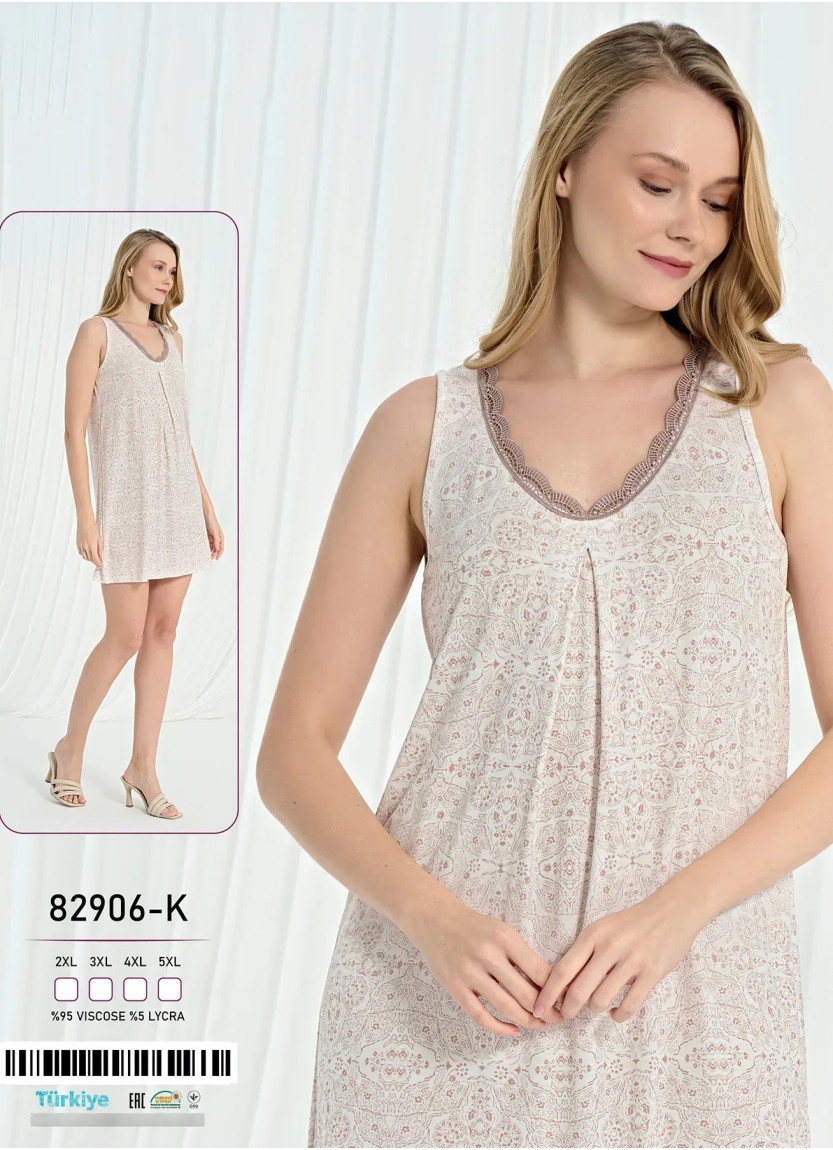 Caroline 82906-K Viscose Nightdress (2XL+3XL+4XL+5XL) — factory-direct from Turkey