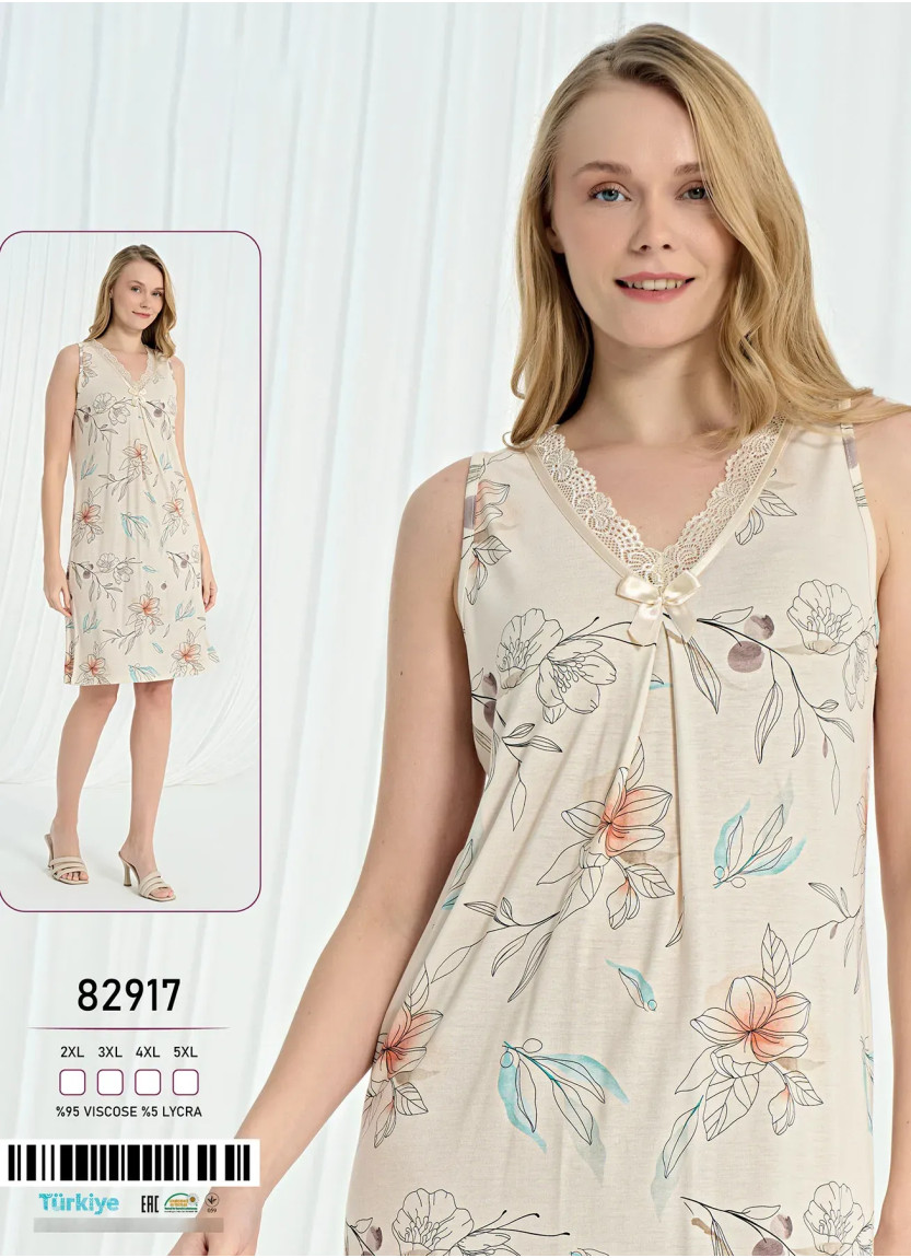 Caroline 82917 Оптом Турция Фабрика Женская Ночная Сорочка Без Рукавов Вискоза (2XL+3XL+4XL+5XL) Caroline 82917 Купить Оптом ...