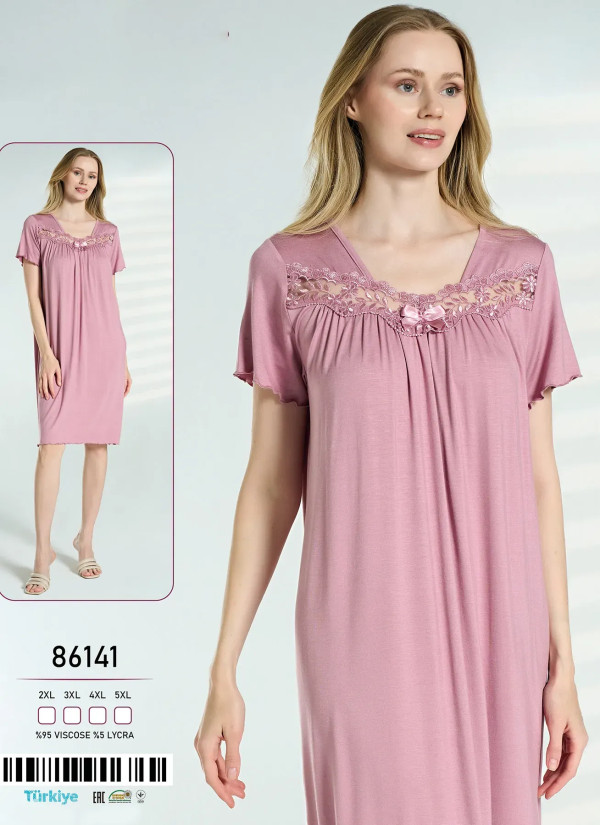 Caroline 86141 Viscose Nightdress (2XL+3XL+4XL+5XL) — direct Turkish factory supply