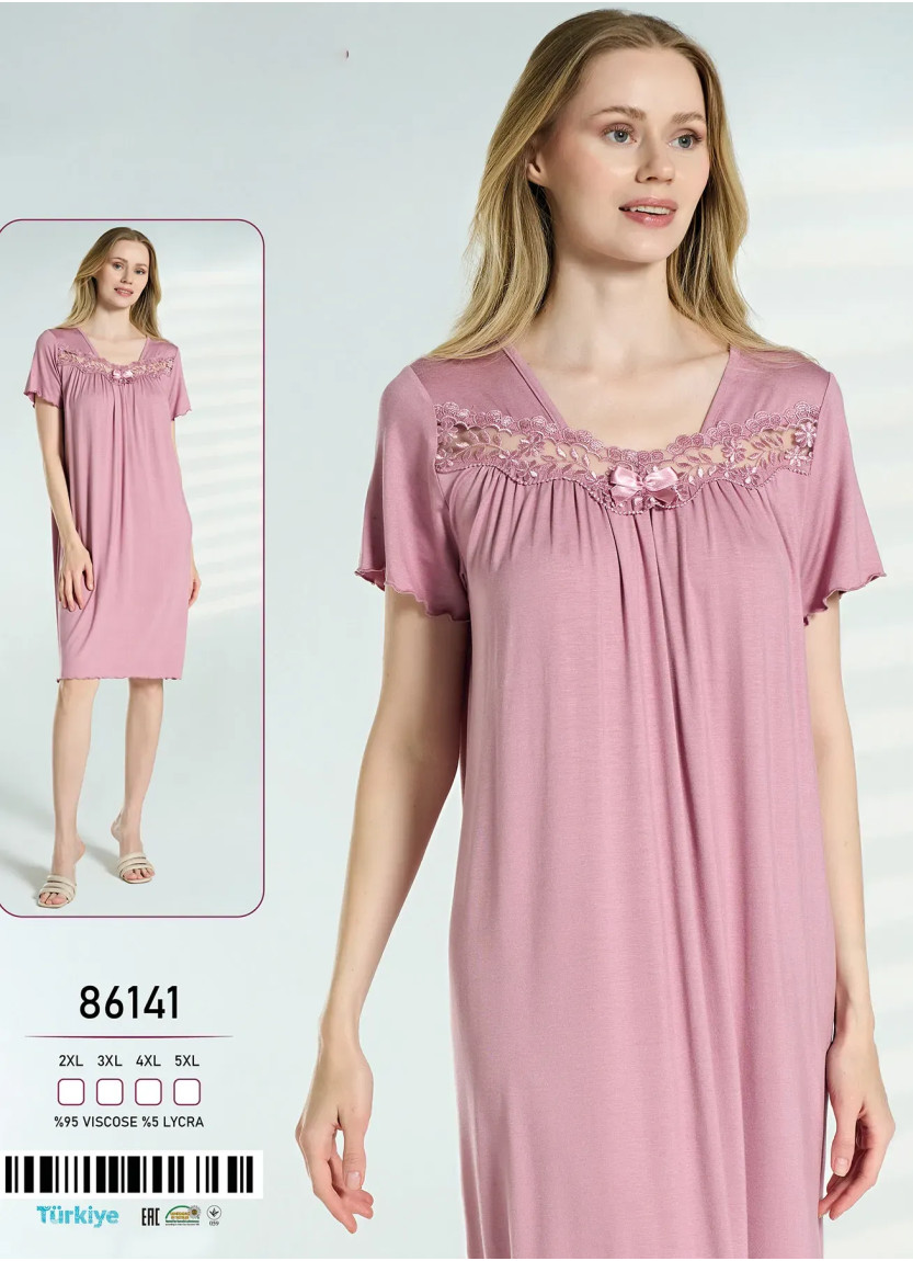 Женская Ночная Сорочка с Коротким Рукавом Вискоза (2XL+3XL+4XL+5XL) Caroline 86141 — оптом для магазинов и бутиков