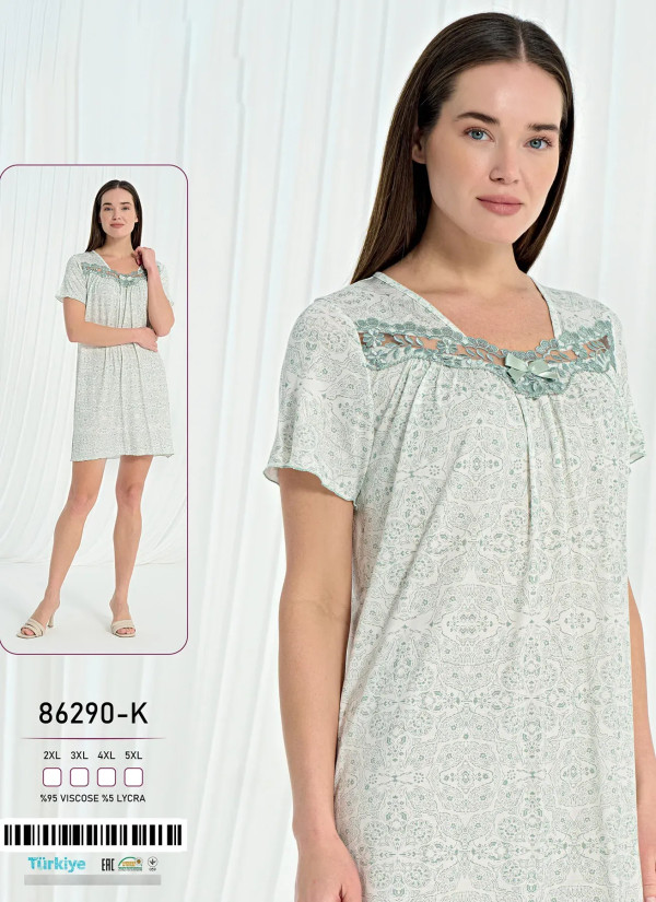Caroline 86290-K Viscose Nightdress (2XL+3XL+4XL+5XL) — wholesale from Turkey