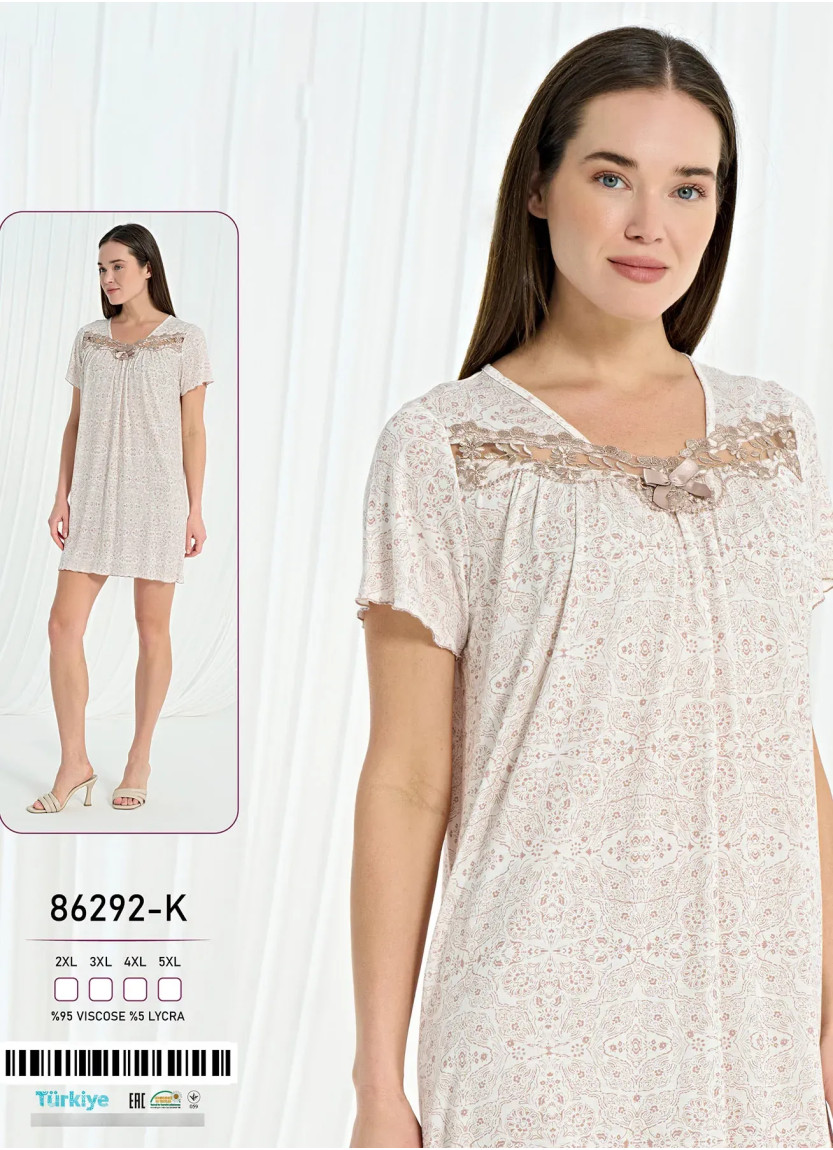 Caroline 86292-K Viscose Nightdress (2XL+3XL+4XL+5XL) — Turkish textile wholesale