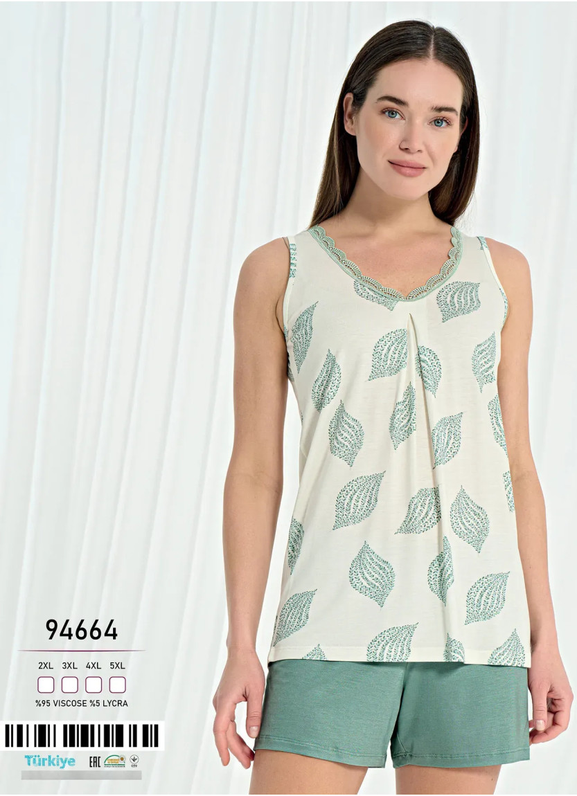 Caroline 94664 Оптом Турция Фабрика Женский Комплект с Шортами Вискоза (2XL+3XL+4XL+5XL) Caroline 94664 Купить Оптом с Турции