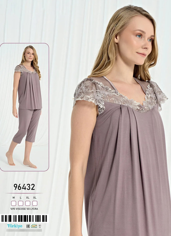 Caroline 96432 Viscose Capri Homewear Set (M+L+XL+XXL) — factory-direct from Turkey