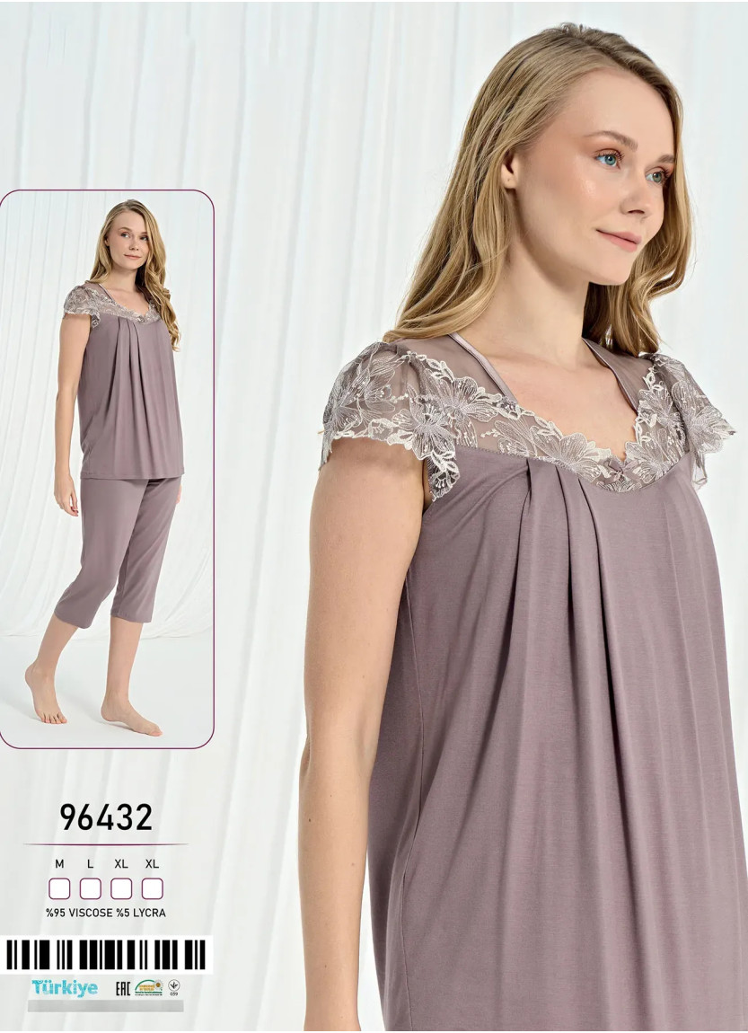 Caroline 96432 Viscose Capri Homewear Set (M+L+XL+XXL) — factory-direct from Turkey