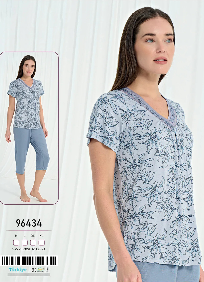 Caroline 96434 Оптом Турция Фабрика Женский Комплект с Капри Вискоза (M+L+XL+XXL) Caroline 96434 Купить Оптом с Турции