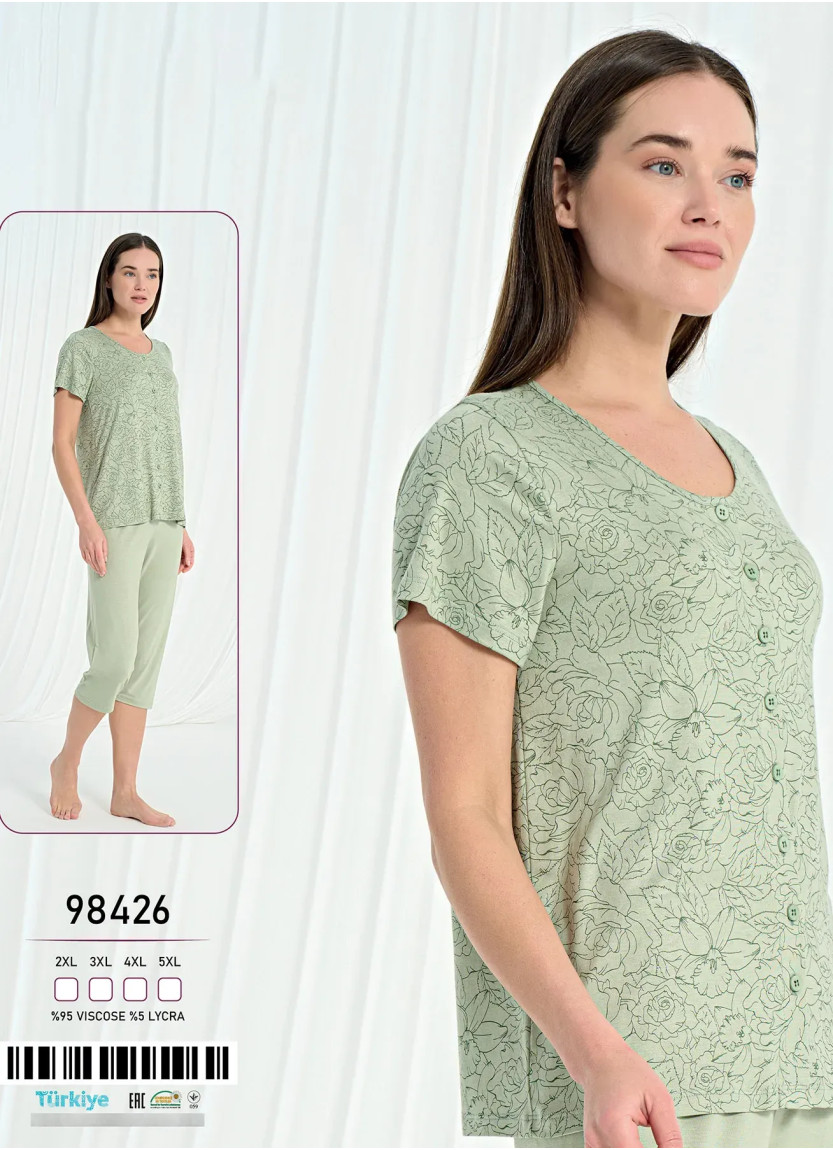 Caroline 98426 Viscose Capri Homewear Set (2XL+3XL+4XL+5XL) — factory-direct from Turkey