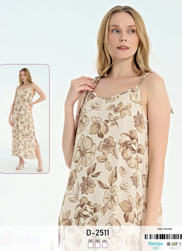 Женское Платье Длинное на Бретелях Вискоза (2XL+3XL+4XL) Caroline D-2511 — оптом для магазинов и бутиков