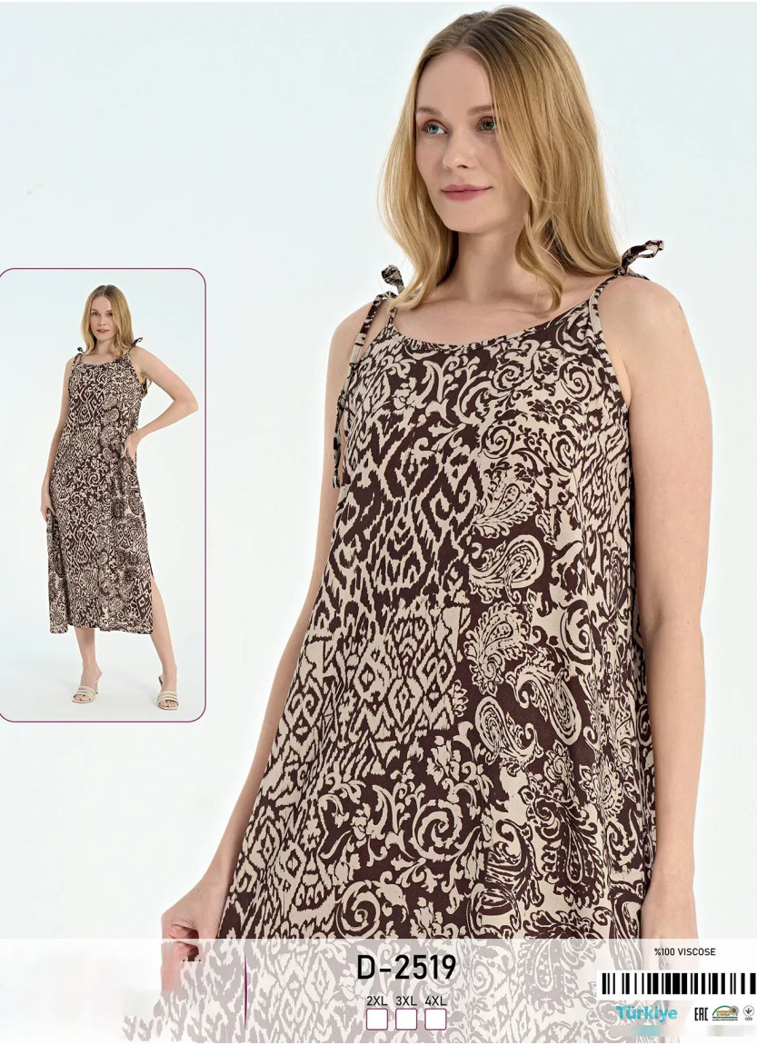 Caroline D-2519 Оптом Турция Фабрика Женское Платье Длинное на Бретелях Вискоза (2XL+3XL+4XL) Caroline D-2519 Купить Оптом с ...