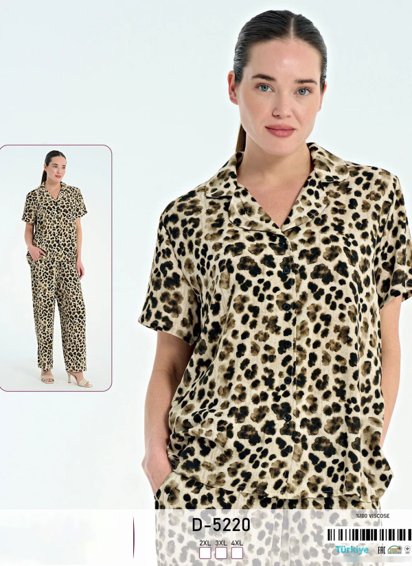 Caroline D-5220 Viscose Pants Homewear Set (2XL+3XL+4XL) — factory-direct from Turkey