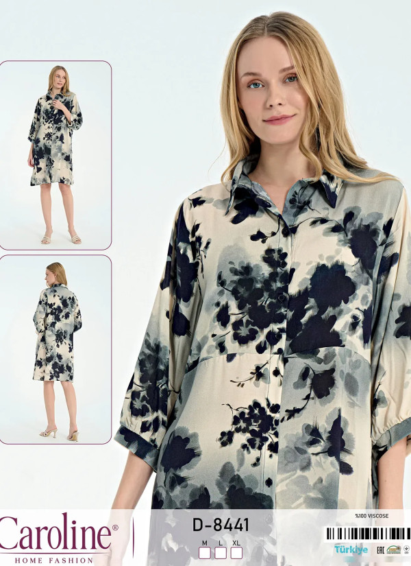 Женское Платье на Пуговицах Вискоза (M+L+XL) Caroline D-8441 — оптовая поставка из Турции