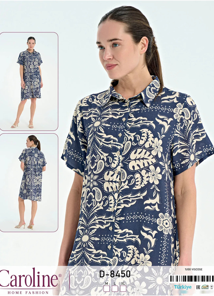 Женское Платье на Пуговицах Вискоза (M+L+XL) Caroline D-8450 — оптом для магазинов и бутиков