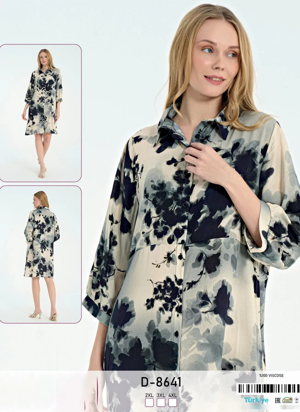 Caroline D-8641 Viscose Dress (2XL+3XL+4XL) — direct Turkish factory supply