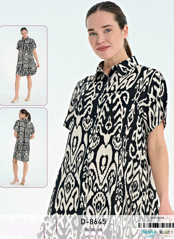 Caroline D-8645 Viscose Dress (2XL+3XL+4XL) — factory-direct from Turkey