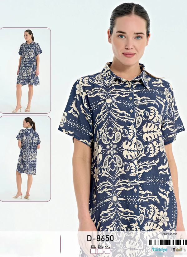 Caroline D-8650 Viscose Dress (2XL+3XL+4XL) — factory-direct from Turkey