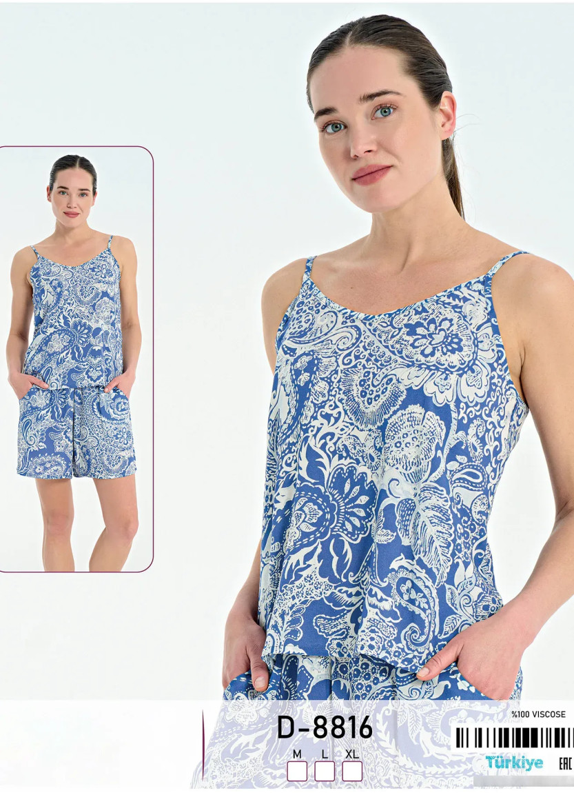 Caroline D-8816 Viscose Shorts Homewear Set (M+L+XL) — direct Turkish factory supply