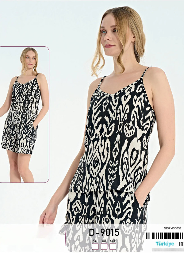 Caroline D-9015 Viscose Shorts Homewear Set (2XL+3XL+4XL) — wholesale from Turkey