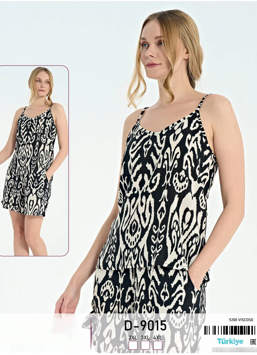 Caroline D-9015 Viscose Shorts Homewear Set (2XL+3XL+4XL) — wholesale from Turkey