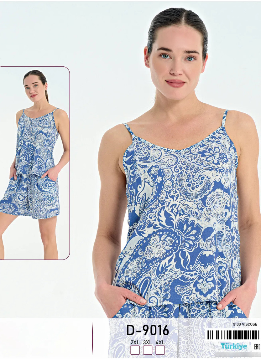 Caroline D-9016 Viscose Shorts Homewear Set (2XL+3XL+4XL) — factory-direct from Turkey