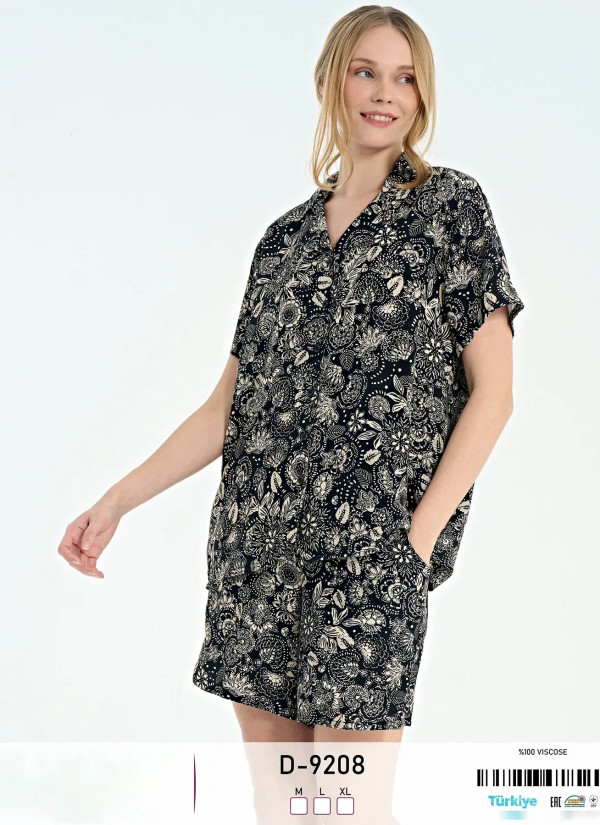 Caroline D-9208 Оптом Турция Фабрика Женский Комплект с Шортами Вискоза (M+L+XL) Caroline D-9208 Купить Оптом с Турции