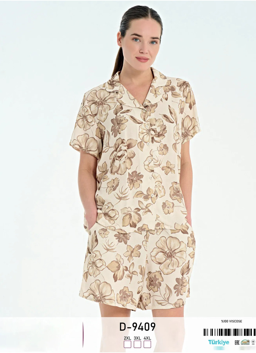 Caroline D-9409 Viscose Shorts Homewear Set (2XL+3XL+4XL) — Turkish textile wholesale